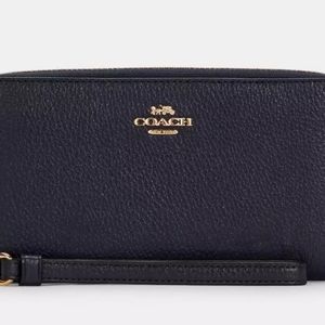 Coach Refined Pebble Leather Long Zip Around Wallet